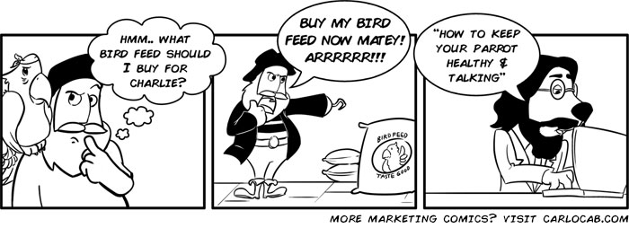 Inbound marketing vs. Outbound marketing comic strip